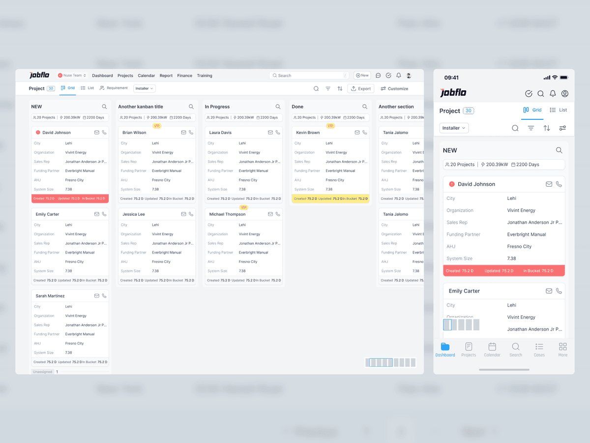Jobflo Project List - Manage your Solar Project Efficiently